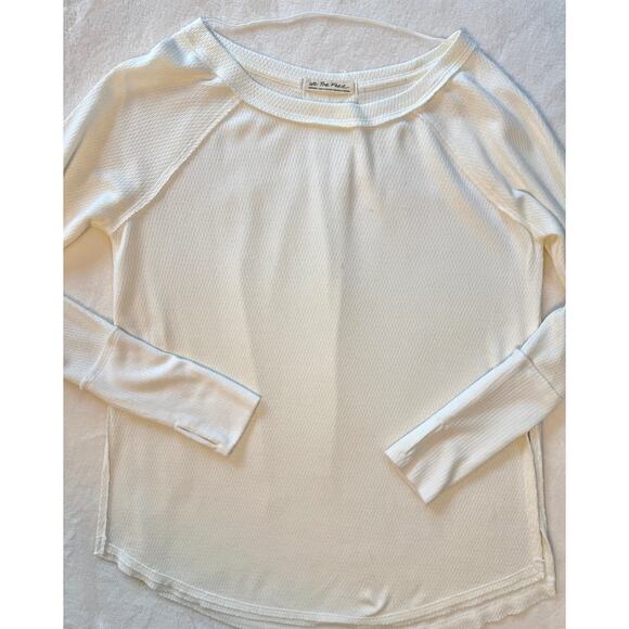 Free People White Thermal We the Free Long Sleeve Top Tee M Ivory Shirt - Picture 4 of 10